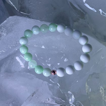 Premium Burmese jade and white coral bracelet