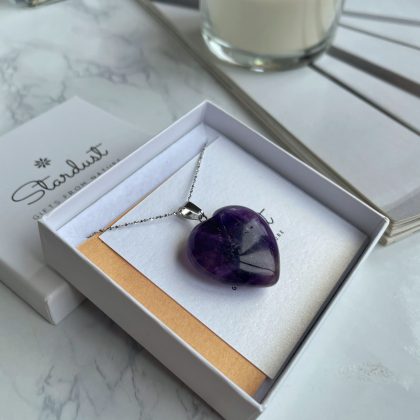 Anniversary gift Amethyst heart necklace