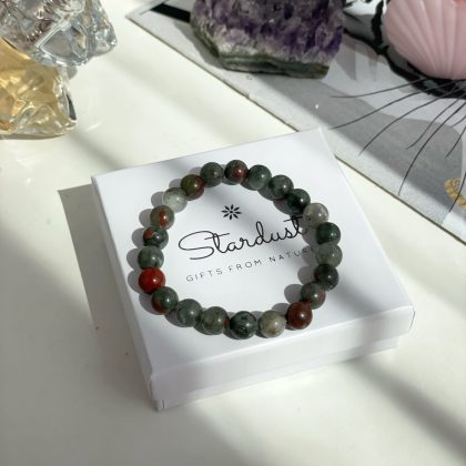 Natural bloodstone bracelet, red green gemstone bracelet, anniversary gift for woman, natural healing jewelry