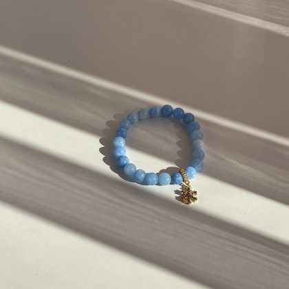 Blue Agate bracelet with snowflake