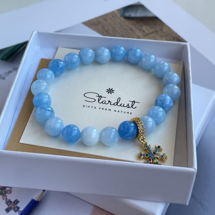 Blue Agate bracelet with snowflake charm