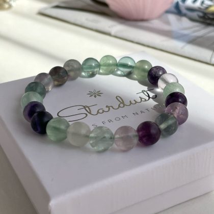 Rainbow Fluorite beaded bracelet for woman, Beaded Crystal Bracelet, luxury gift for girlfriend