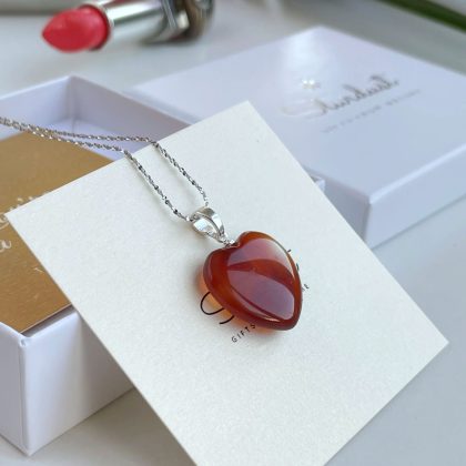 Carnelian heart necklace for her