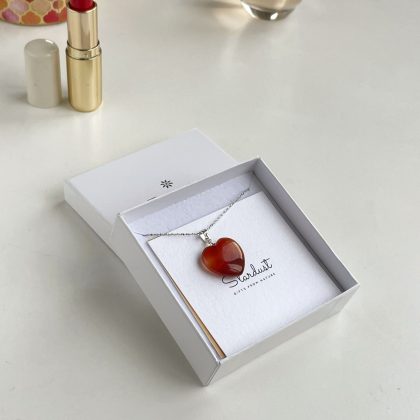 Carnelian heart pendant gift for Christmas