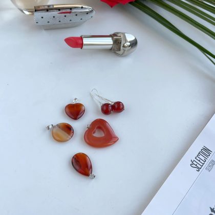 “Beauty energy” Carnelian heart pendant necklace silver, Christmas Gift for girlfriend, gift for her, luxury jewelry gift