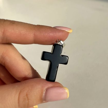 Carved Cross Obsidian necklace
