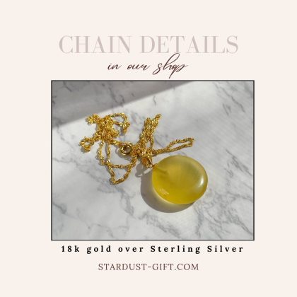 Round Lemon chalcedony pendant, 18k gold over Sterling Silver chain, light yellow chalcedony pendant, gift for women