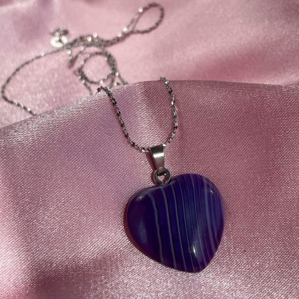 Cute gift for girl Purple Agate heart pendant