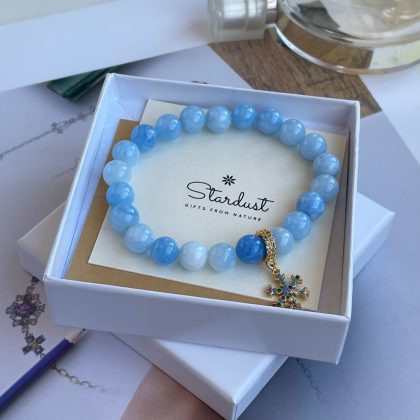 Handmade gift Luxury Blue Agate bracelet for her