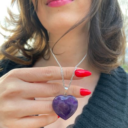 Large Amethyst heart necklace