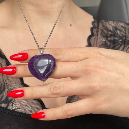 Large dark purple Amethyst heart pendant