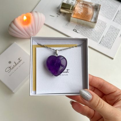 Large deep purple amethyst heart gift