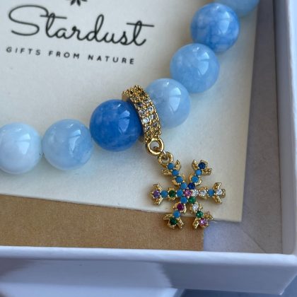Luxury Blue Agate bracelet with zircon charm