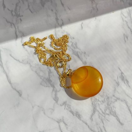 Luxury Flat canrnelian pendant gold wave chain
