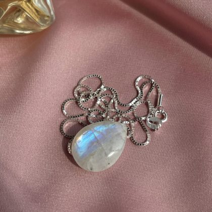 Luxury moonstone necklace silver snake chain