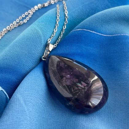 Large deep Purple Amethyst Necklace Pendant drop shape, Birthday gift, luxury packed, healing stone, yoga jewelry