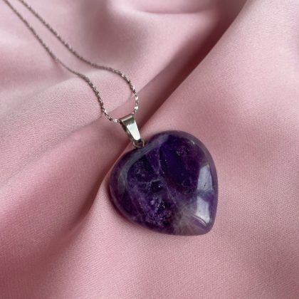 Natural gift Amethyst heart necklace