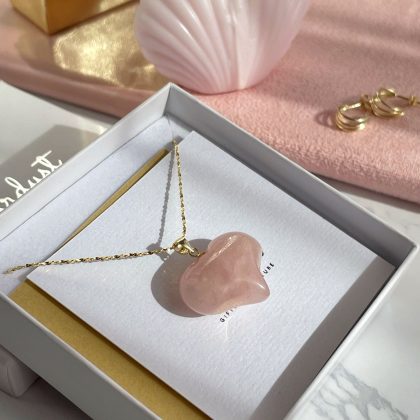 Premium gift rose quartz gold pendant