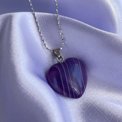 Purple Agate heart necklace