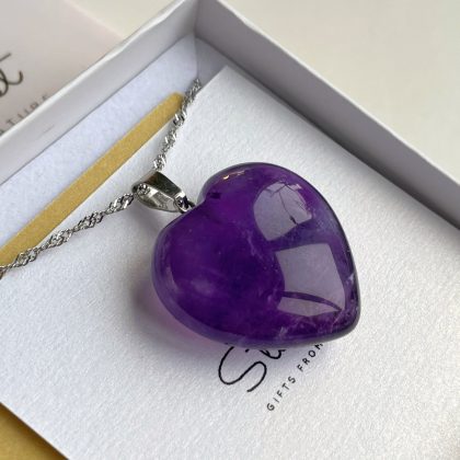Romantic Gift for girl Amethyst heart necklace