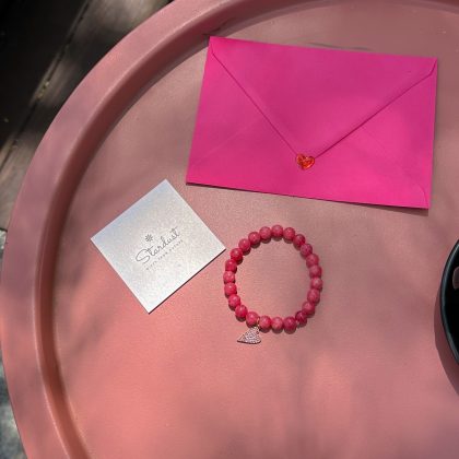 Rose Jade womens bracelet with heart Stardust gift