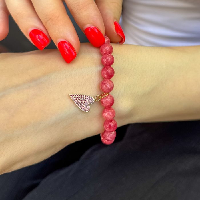 Rose Jade womens bracelet with zircon heart