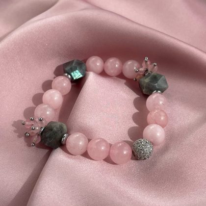 Rose Quartz bracelet and labradorite beads