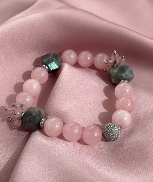 Rose Quartz bracelet and labradorite beads