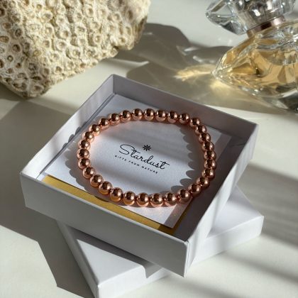 Minimalist rose gold bracelet 6mm, Christmas gift girl, Premium natural stone gifts, gift for girlfriend, simple stretch bracelet