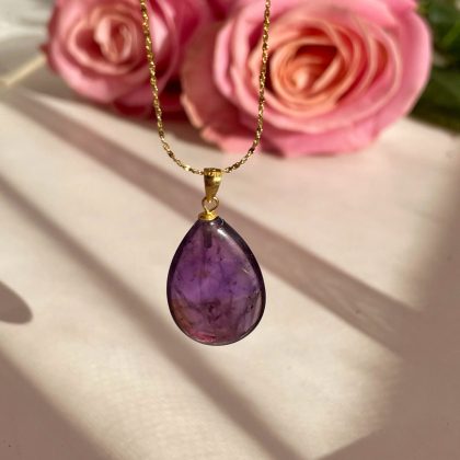 Genuine Amethyst pendant necklace 18k gold filled, stainless steel 'star' chain, delicate amethyst necklace, Christmas gift for girlfriend