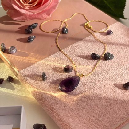 Delicate Dainty Gold Plated Amethyst Gemstone Necklace