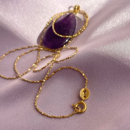 Amethyst pendant necklace 18k gold filled, sterling silver 'star' chain, delicate purple amethyst necklace, Christmas gift for woman
