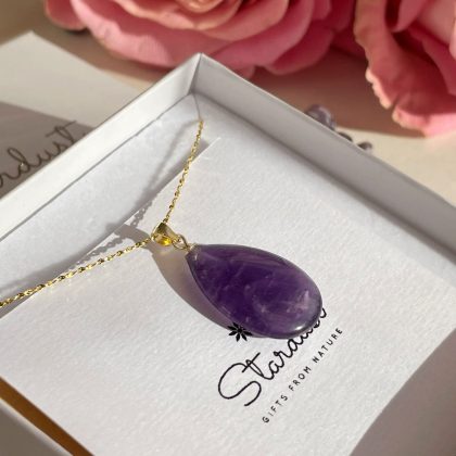 Gold plated amethyst pendant necklace Stardust gift