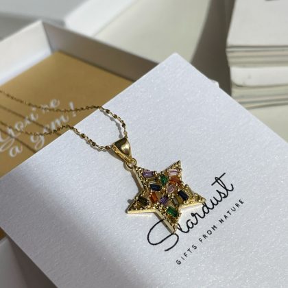 Luxury Zircon Star pendant gold chain
