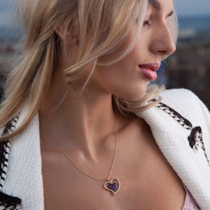 Luxury Zircon heart necklace, CZ diamonds AAA+ heart pendant, 18k gold filled 'star' chain