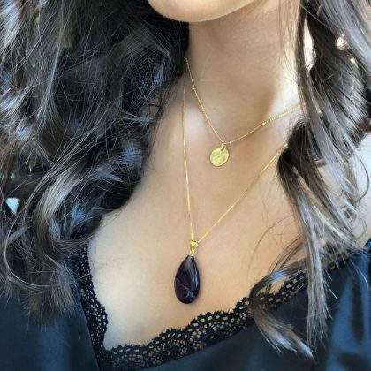 Luxury purple amethyst pendant gold