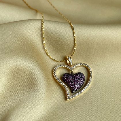 Luxury zircon heart pendant gold