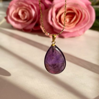 Natural Amethyst Pendant 18k Gold Plated