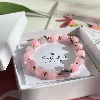 Pink beaded bracelet gift for woman