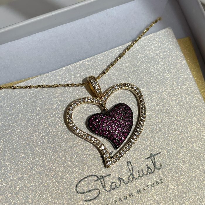 Luxury Zircon heart necklace, CZ diamonds AAA+ heart pendant, 18k gold filled 'star' chain