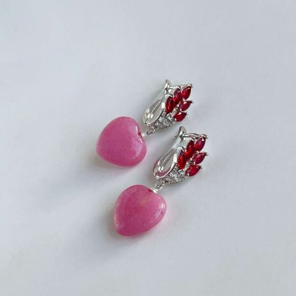 Reed zircon agate heart earrings