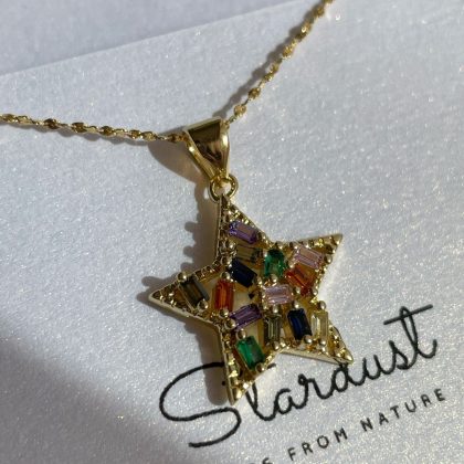 Luxury Zircon star necklace, CZ diamonds AAA+ star pendant, 18k gold filled 'star' chain