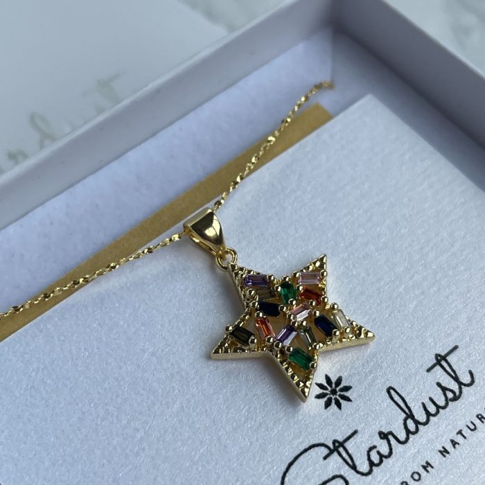 Luxury Zircon star necklace, CZ diamonds AAA+ star pendant, 18k gold filled 'star' chain