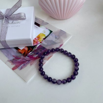 High quality amethyst bracelet 6mm, deep purple beaded bracelet for woman, anniversary gift for her