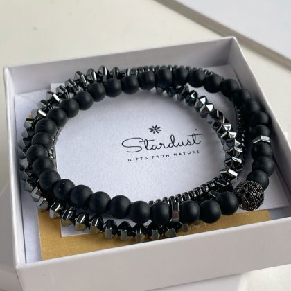 Black multi strand bracelet gift for men