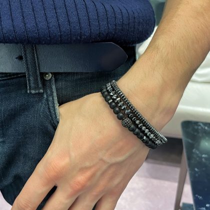 Black zircon bracelet set for men