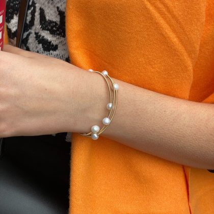 Classy white pearl bangle bracelet