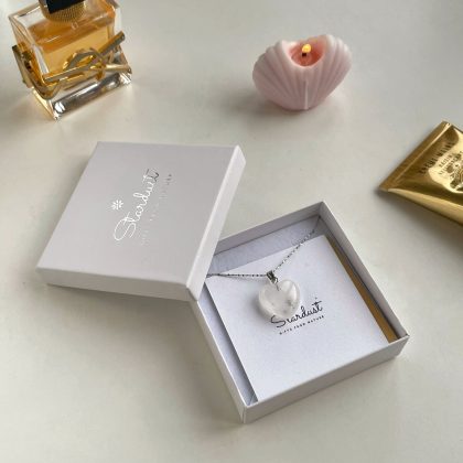 Clear Quartz heart pendant premium gift for girl