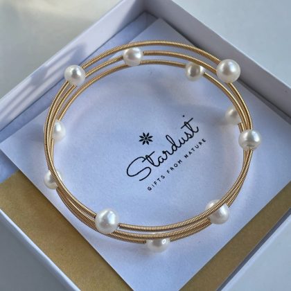 Multi-layered 18k gold plated pearl bracelet, dainty pearl bracelet, luxury gift for girlfriend, bridal jewelry, romantic gift