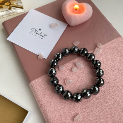 Grey faced hematite bracelet 12mm, Christmas bracelet for woman, Luxury gift for woman, gift for teacher